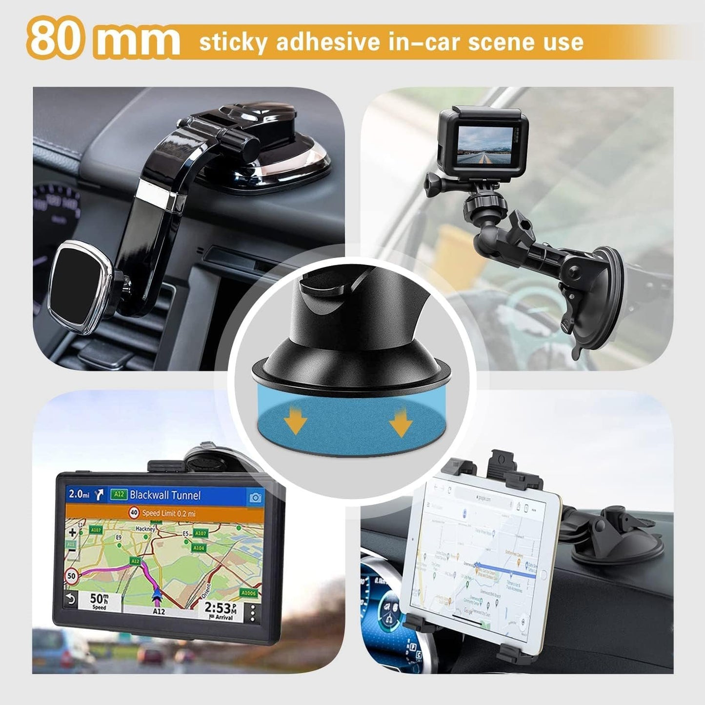 3M VHB Sticky Adhesive Replacement, 4pcs 3.15" Circle Double Sided Pads Gule for Dashboard/Windshield Suction Cup Phone Holder, 4pcs 23mm Round Sticker Tape for Car Magnetic Mount & Ring Holder Base