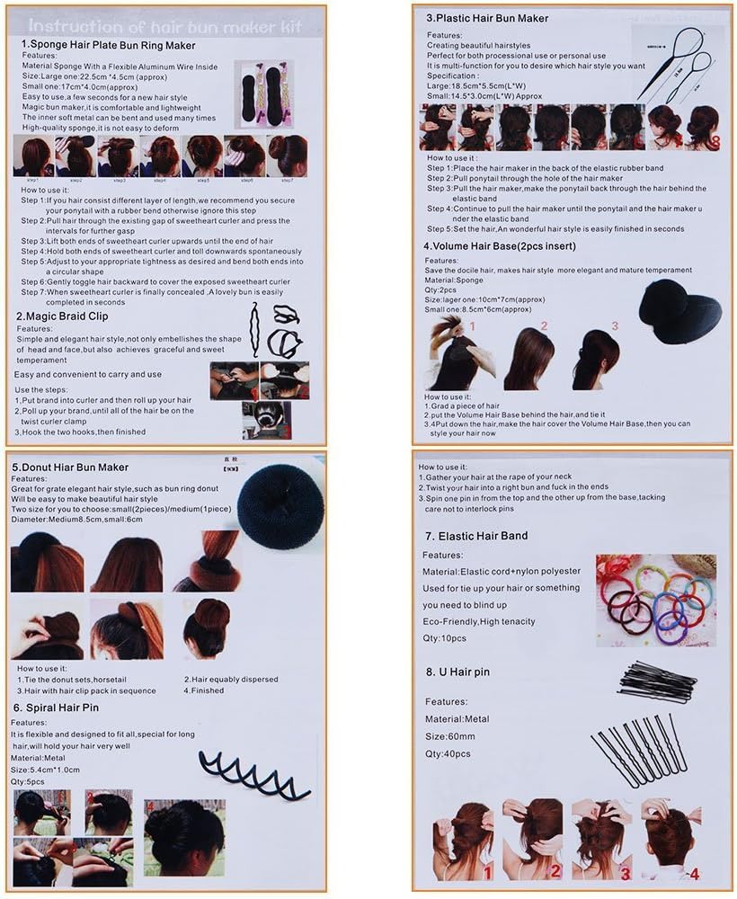 Lictin Hair Bun Hair Accessories – 70 Pieces, Hair Styling Set (Black)