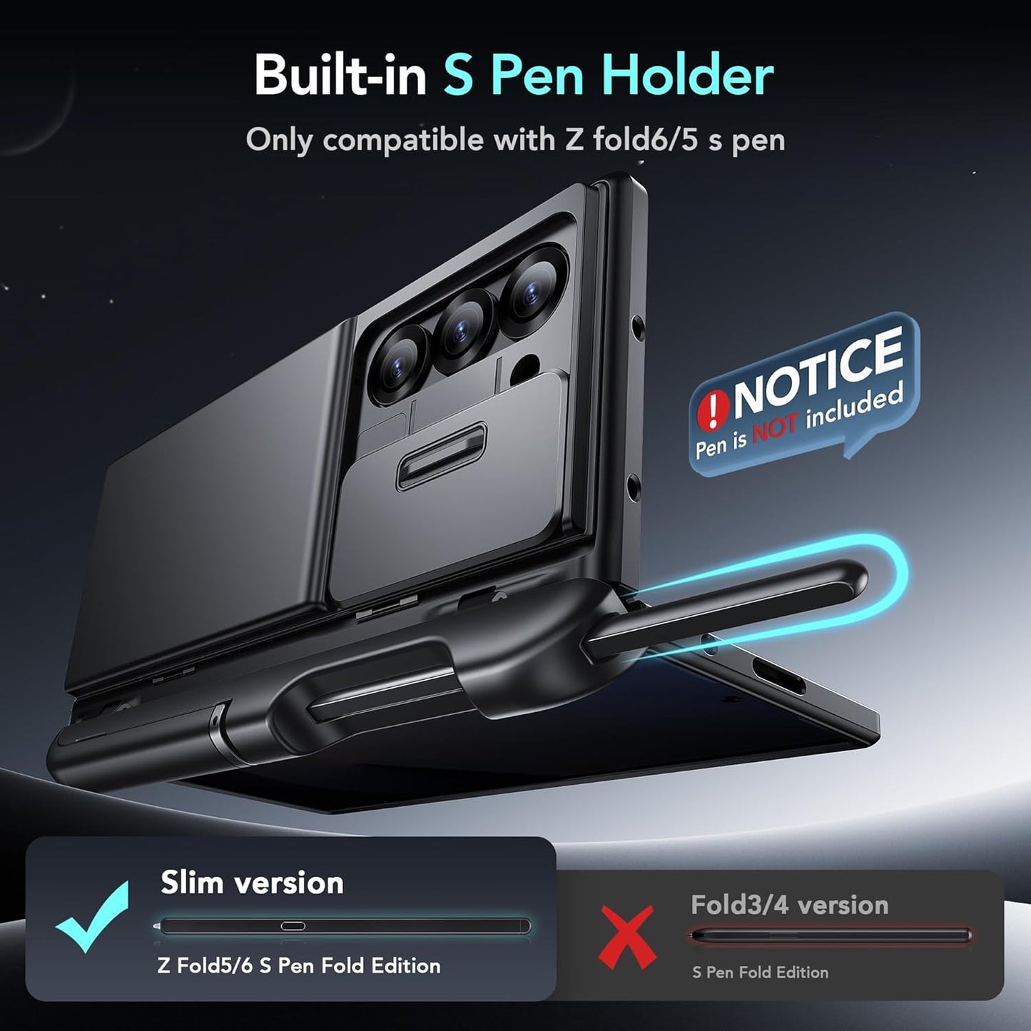 TONGATE Wallet for Z Fold 6 Case with Privacy Screen Protector, [Dual Stands & Card Holder][Anti Spy] Built-in S Pen Holder & Camera Cover Z6 Shockproof Phone Case for Samsung Galaxy Z Fold 6, Black