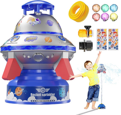 Water Sprayer Toy, Rotating Luminous Sprinkler, Interactive Water Play, Reusable Squirting Feature, Backyard Beach Pool Fun, Summer Play Equipment 7.09x7.09x9.45