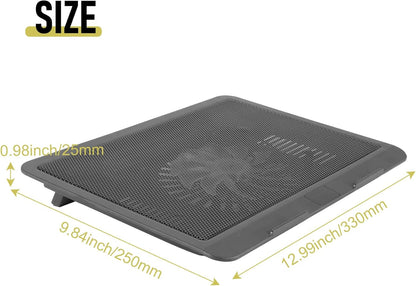 Tuperoymse Laptop Fan Cooling Pad with Big Fans, Portable Laptop Cooling Fan with 2 in 1 USB Port, Blue LED Light, Adjustable Stand