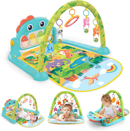REMOKING Tummy Time Baby Gym Play Mats,Kick & Play Piano Gym for Infants Baby Toys 3-6-12 Months,Musical Activity Center with Lights Sounds for Toddler Sensory Play,Baby Gifts for Newborn Boys Girls