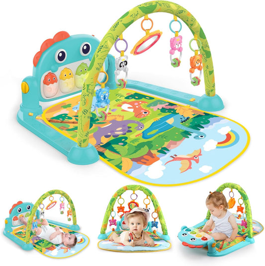 REMOKING Tummy Time Baby Gym Play Mats,Kick & Play Piano Gym for Infants Baby Toys 3-6-12 Months,Musical Activity Center with Lights Sounds for Toddler Sensory Play,Baby Gifts for Newborn Boys Girls