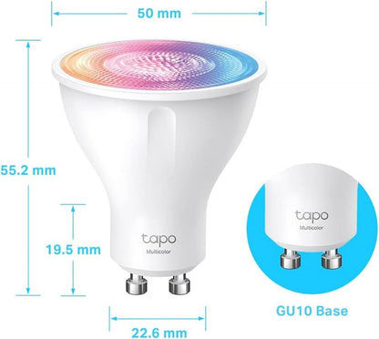 TP-Link Tapo Smart Wi-Fi Spotlight, Multicolour, Tunable White - GU10, 3.7W, No Hub Required, Compatible with Alexa and Google Home, Remote Control, Energy Class A+ (Tapo L630(2-pack))