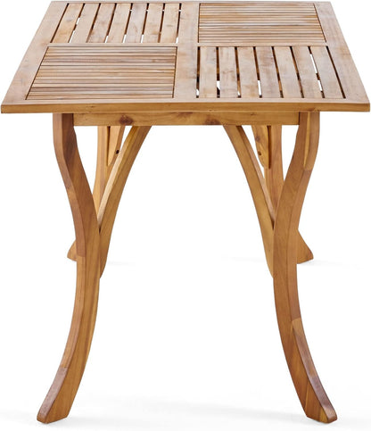 Great Deal Furniture 298194 Hestia Teak Finish Acacia Wood Rectangular Dining Table, Natural Staine