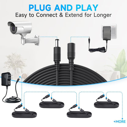 ANLINK 10ft 3M DC Power Extension Cable, DC 12V Power Adapter Extension Cord 5.5mm x 2.1mm for CCTV Security Camera/Router/LED Strip Light/Printer and More-Black