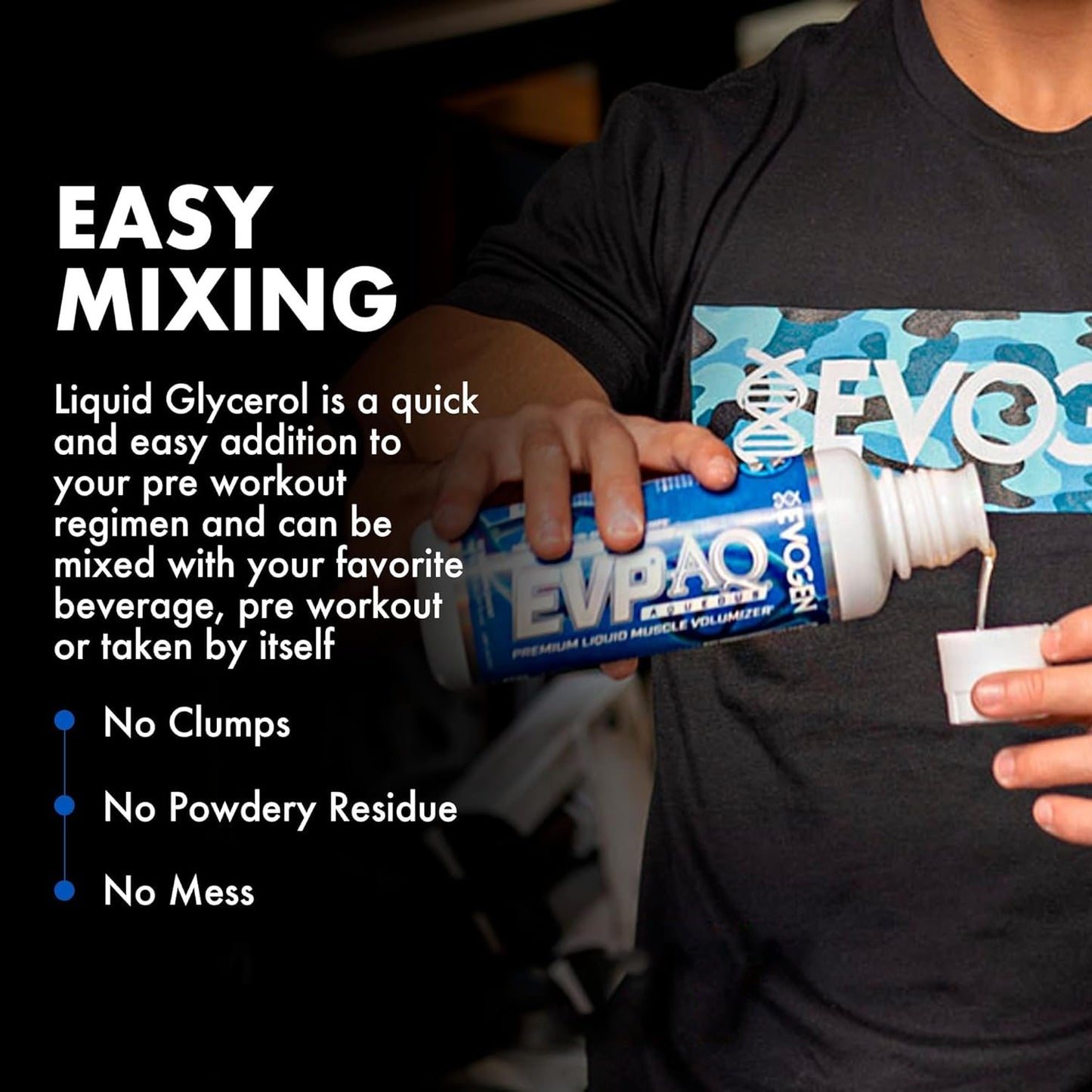 Evogen EVP AQ - Liquid Muscle Volumizer | Liquid Glycerol for Skin-Splitting Pumps, Muscle Fullness & Vascularity | Betaine Anhydrous, S7 NO Blend | Unflavored | 473 ml