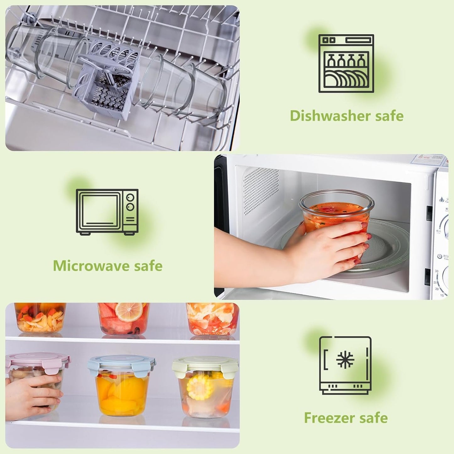 UHAPEER 710ml/24oz Glass Food Storage Containers, Airtight Leakproof Meal Prep Containers with Lids Soup Containers, Round Glass Bowls with Lids for Lunch, Microwave, Dishwasher, Freezer Safe - 4 Pack