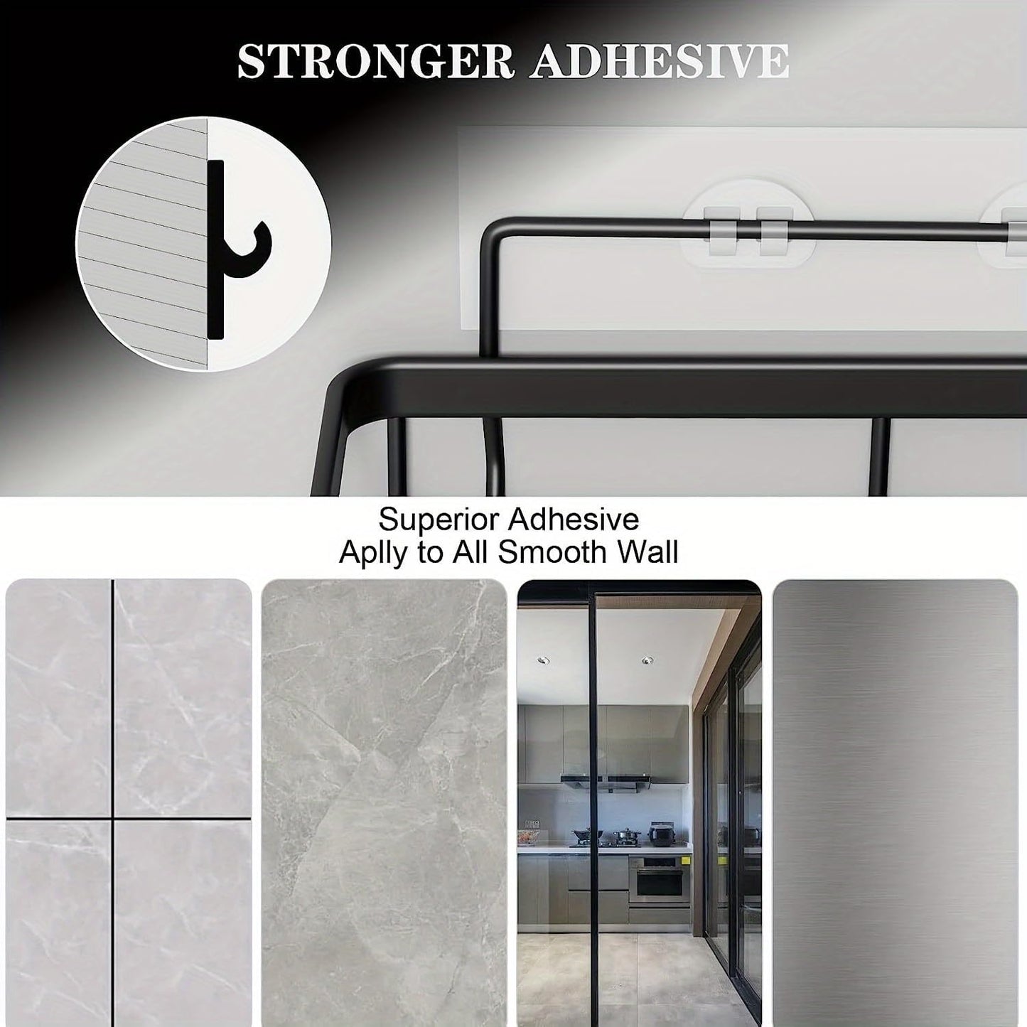 Adhesive Shower Caddy Organizer Shelves Rack - 5 Pack Corner Bathroom Storage Organization, Home & Kitchen Decor Inside RV Accessories, Hanging First Apartment Household Camper Essentials