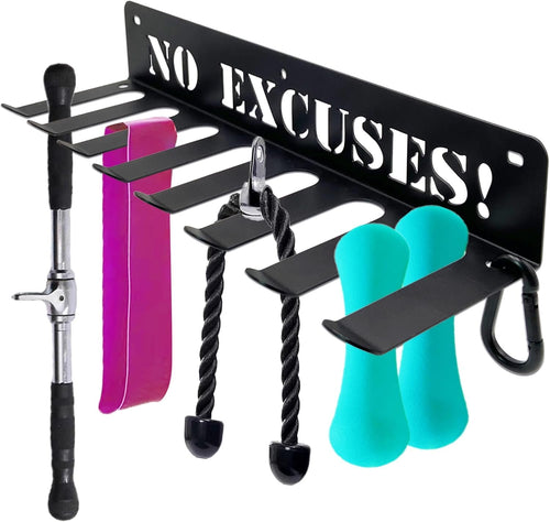 Home Gym Essentials - 16.7 Inch, 8 Hook Gym Storage Rack for Dumbbells, Resistance Bands, Barbell Bars, Jump Ropes & Lifting Belts