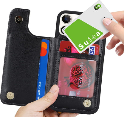 Cavor for iPhone 12 Mini Case Vertical Flip Cover for iPhone12 Mini Wallet Cases PU Leather Kickstand with Card Slots Holder Magnetic Clasp Protective Phone Cover for Women Girl Men-Black