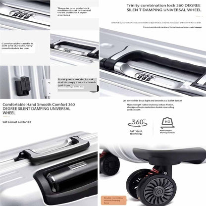 LJKSHNCX Valigia trolley da viaggio intelligente, valigia universale ultra silenziosa ricaricabile multifunzionale, lucchetto a combinazione Trinity