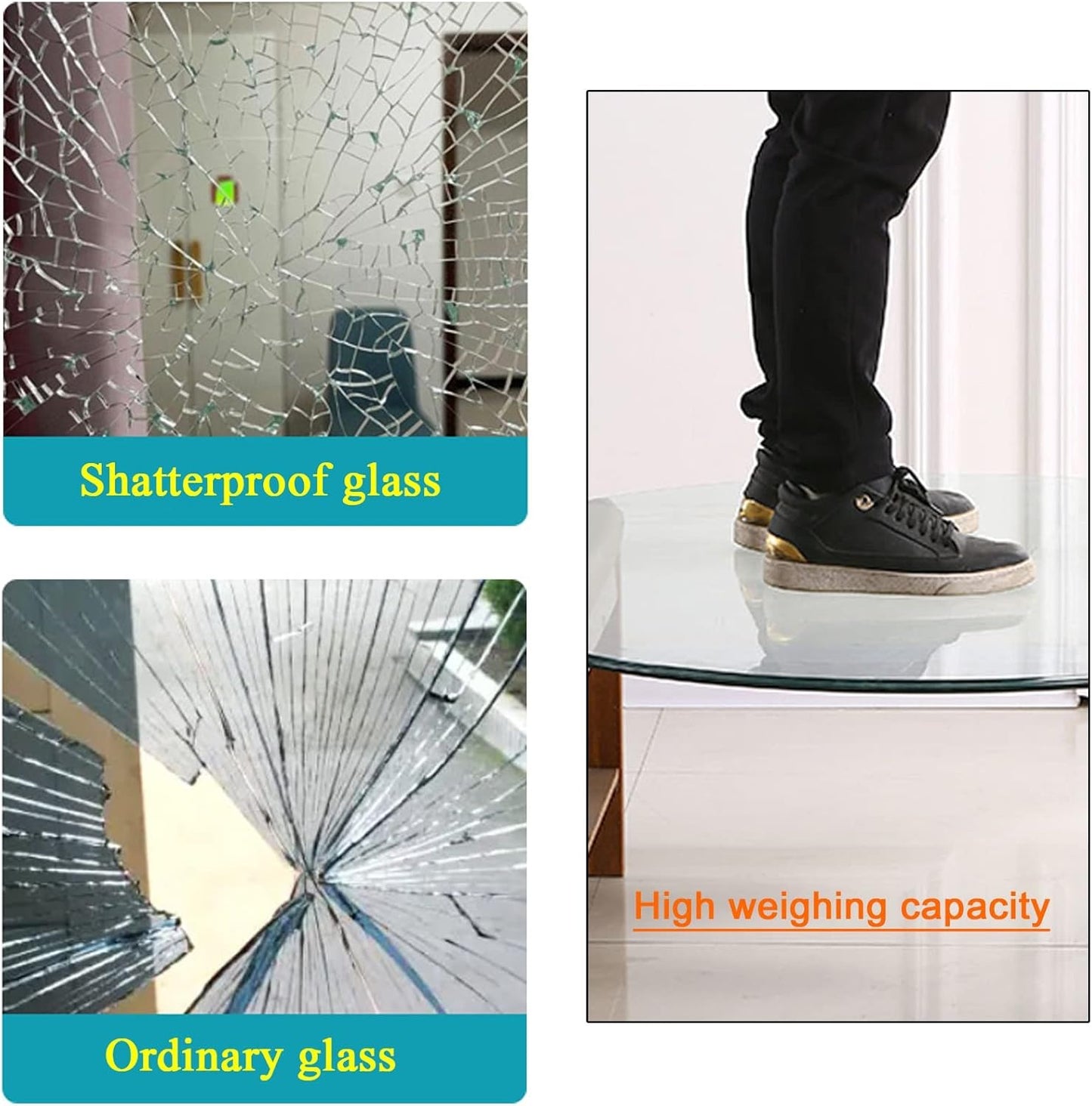 Tempered Glass Round Table Top Smooth Surface with Anti Skid Pad Kitchen Dining Table Protector Negotiation Table Cover Small Lazy Susan Clear Color