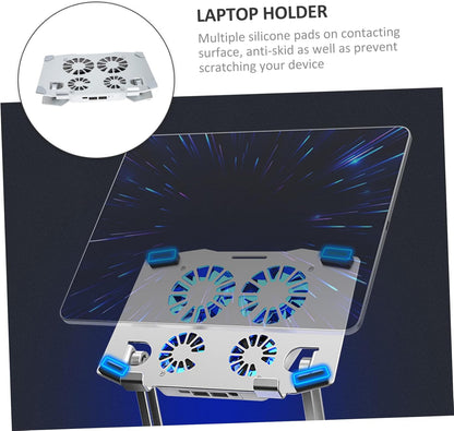 Hoement Adjustable Laptop Stand with Silent Cooling Fan Ergonomic Laptop Holder for Desk Slip Design Tablet More Rotation for Optimal Comfort