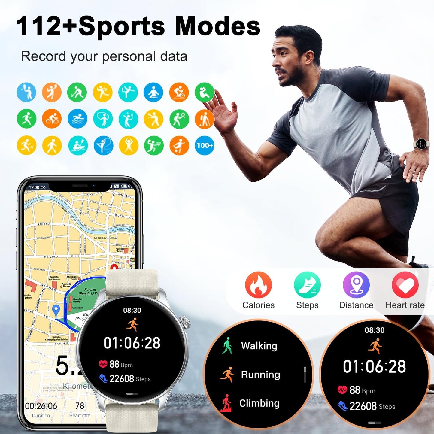 Smartwatch Men Women Fitness Watch: Bluetooth Waterproof Call Answer Digital Smart Watch Tracker Spo2 Sports Heart Rate Monitor Calorie Pedometer for iOS Android Silver29