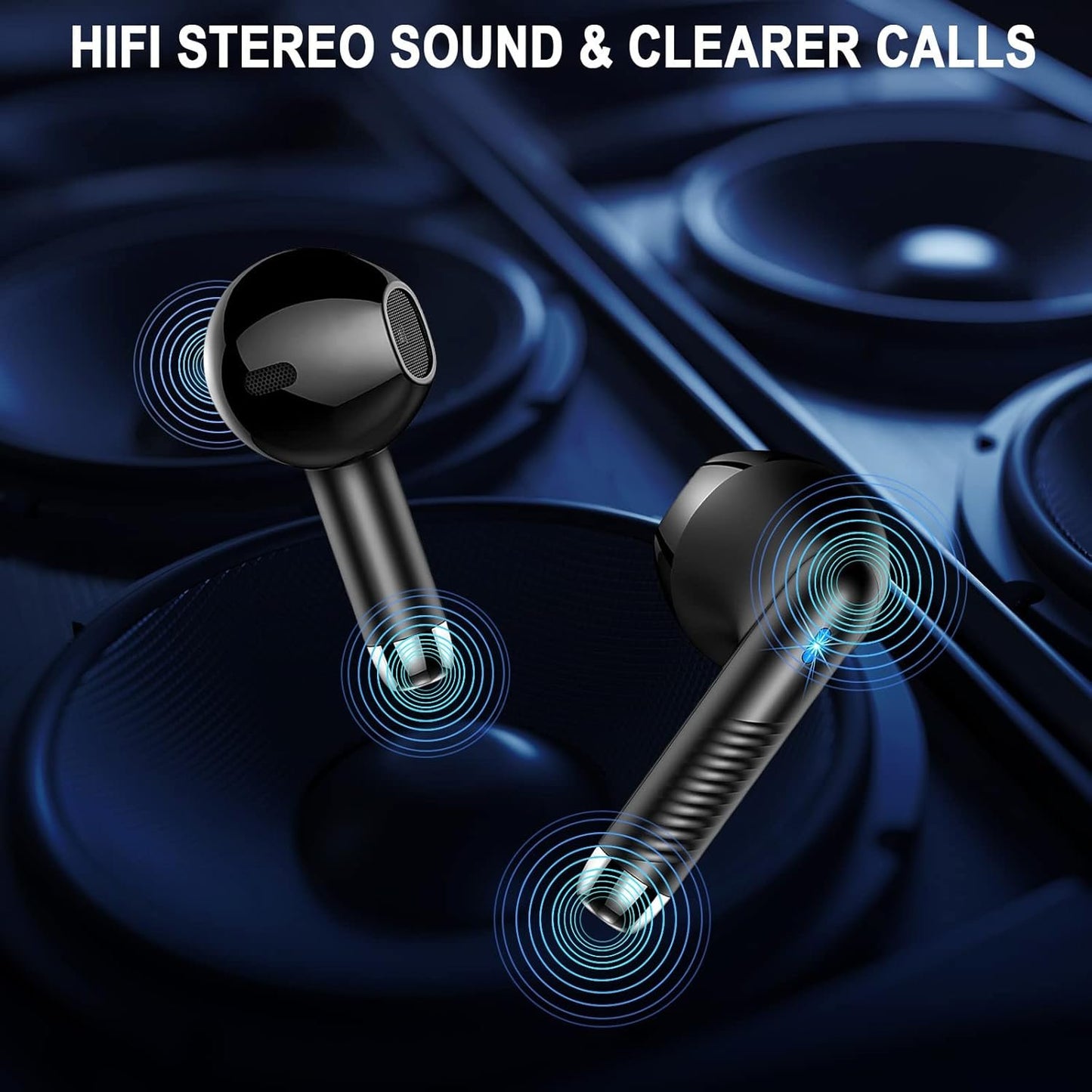 Wireless Earbuds, Bluetooth 5.4 Headphones HiFi Stereo, Wireless Earphones with 4 ENC Noise Cancelling Mics, 40H Playtime Ear Buds with LED Display, IP7 Waterproof Bluetooth Earbuds USB-C Charge