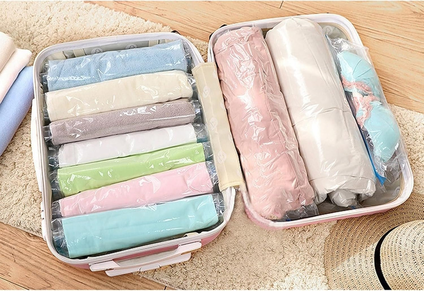 1/5/8Pcs Travel Essential Compression Bags Travel Vacuum Packing Space Saver Bags For Travel Essential Organization Solution