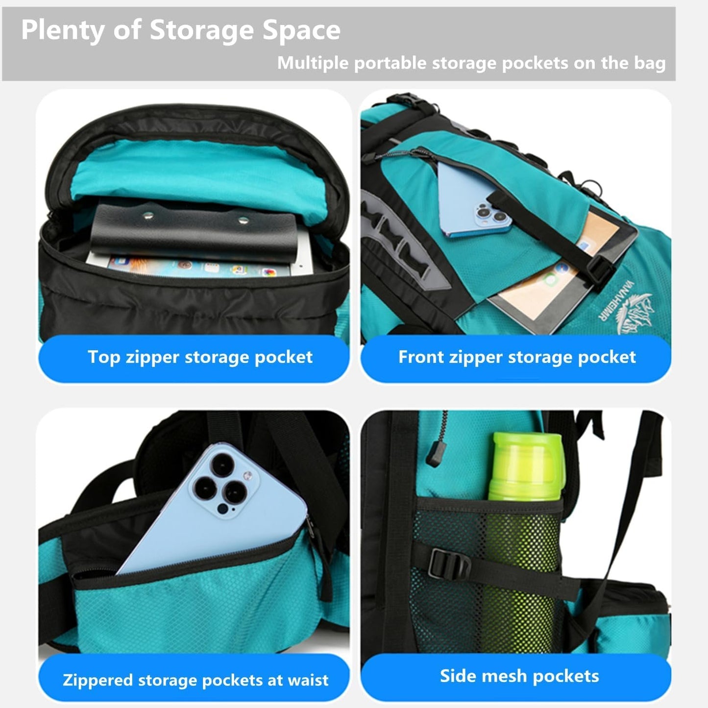 Hiking Backpack,HXDream Outdoor Sport Daypack Travel Bag,60L Travel Backpack with Rain Cover,Suitable for mountaineering, camping, tourism