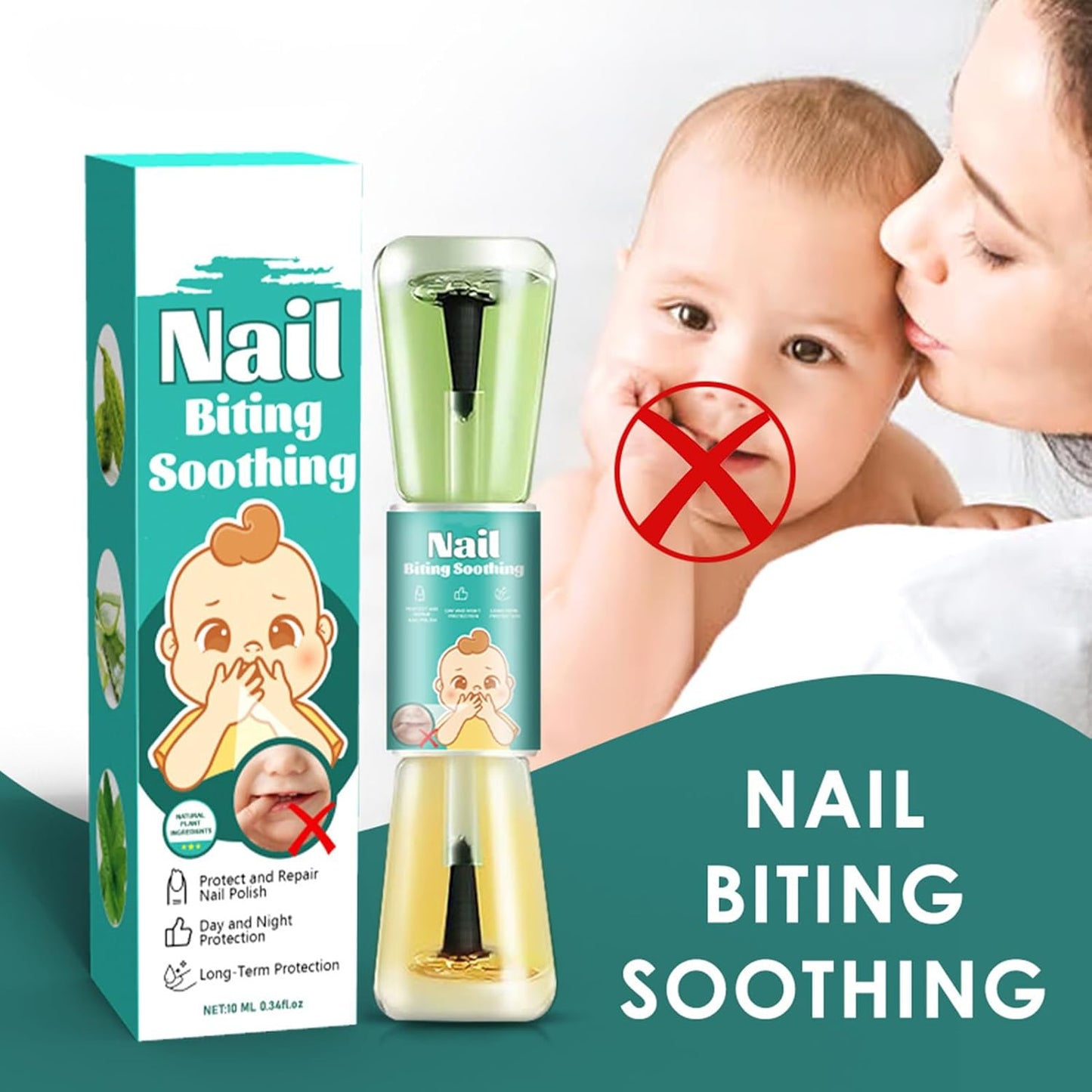 Nail Biting Polish, Nail Biter Stopper Polish, Safety & Effective Solution, Gentle and Bitter Taste, Ideal for Thumb Sucking, Deterring, Fingernail Care, Protector, No Bite, 10 ml