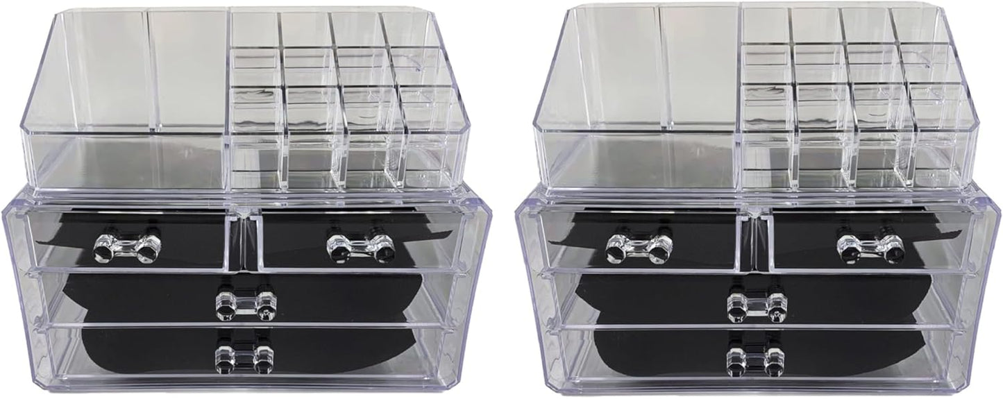 tempo di saldi 2 x Cosmetic Organizer with Drawers Make Up Accessories Bathroom Transparent