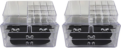 tempo di saldi 2 x Cosmetic Organizer with Drawers Make Up Accessories Bathroom Transparent