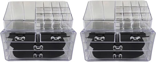 tempo di saldi 2 x Cosmetic Organizer with Drawers Make Up Accessories Bathroom Transparent