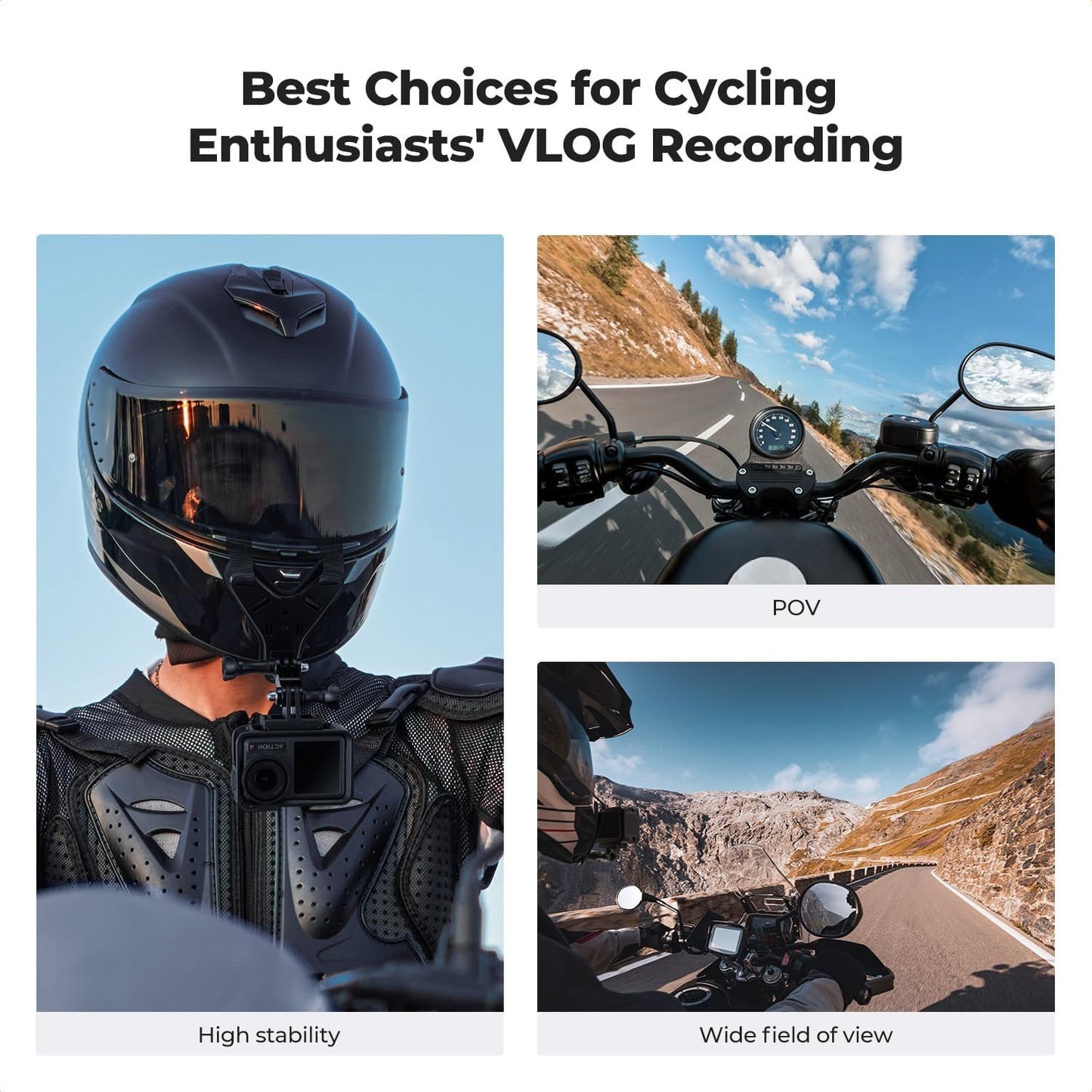 K&F Concept Action Camera Motorcycle Dirt Bike Helmet Chin Strap Mount, Helmet Holder Mounting Attachment for GoPro Hero 13/12/11/10/9/8/7/6/5/4/DJI Osmo Action 5Pro/4/3/Insta360 X5/X4/X3