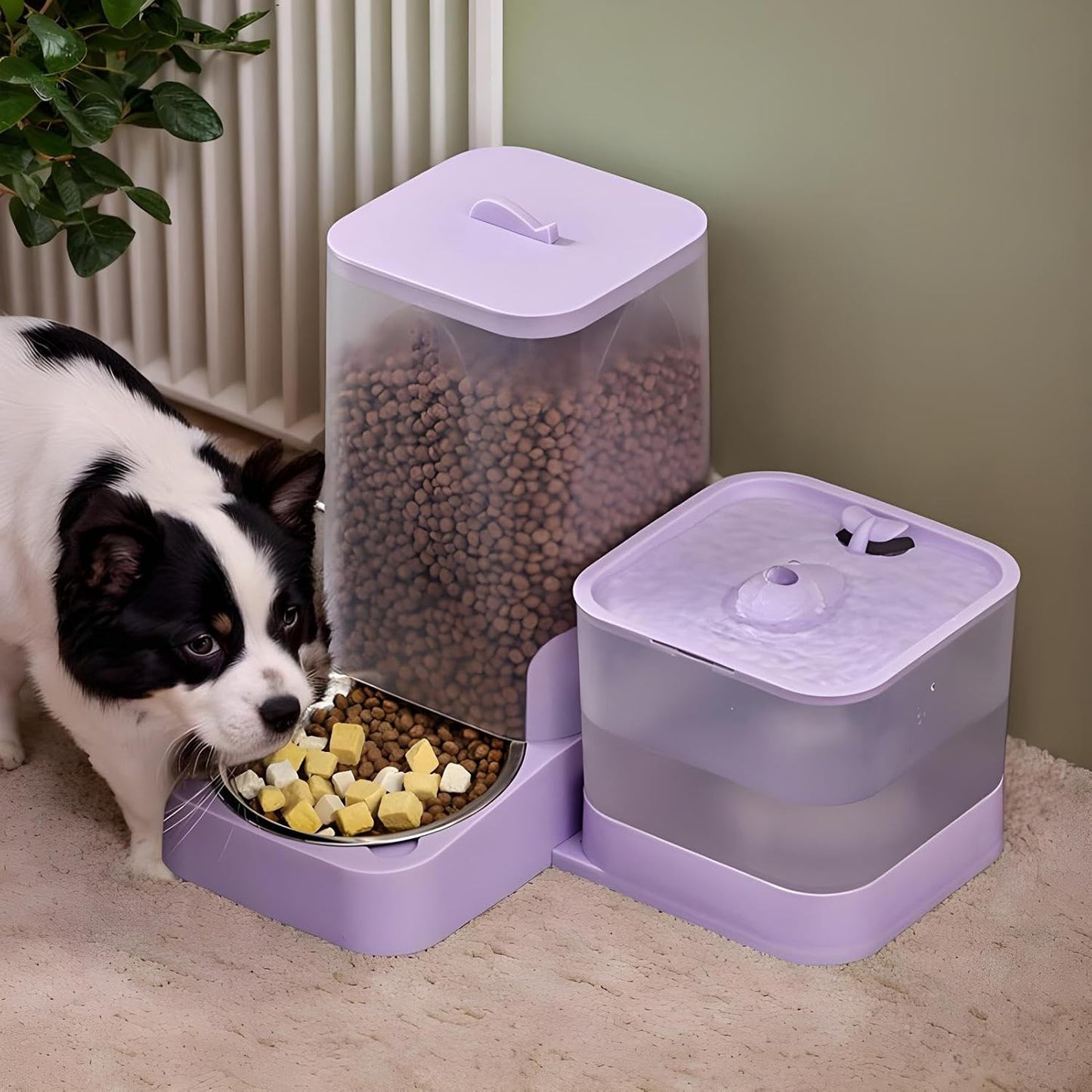 Electric Cat Feeder,Automatic Feeder Cat Food Dispenser - Drinker Waterer Large Capacity Pet Supplies, Storage Container for Kitten Puppy Feeding Watering