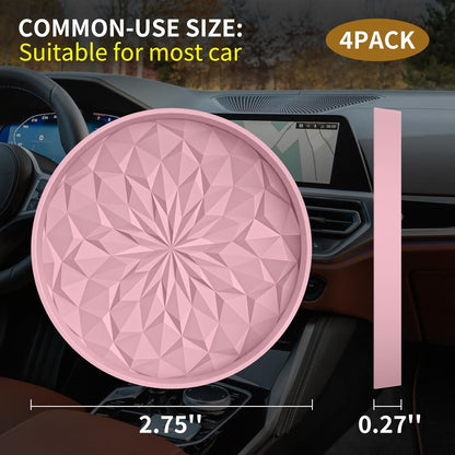 ME.FAN Car Cup Coaster [4 Pack] Silicone Car Coasters/Cup Mats - 2.75In Universal Non-Slip Recessed Car Interior Accessories - Car Cup Holder Insert Coasters Dusty Rose