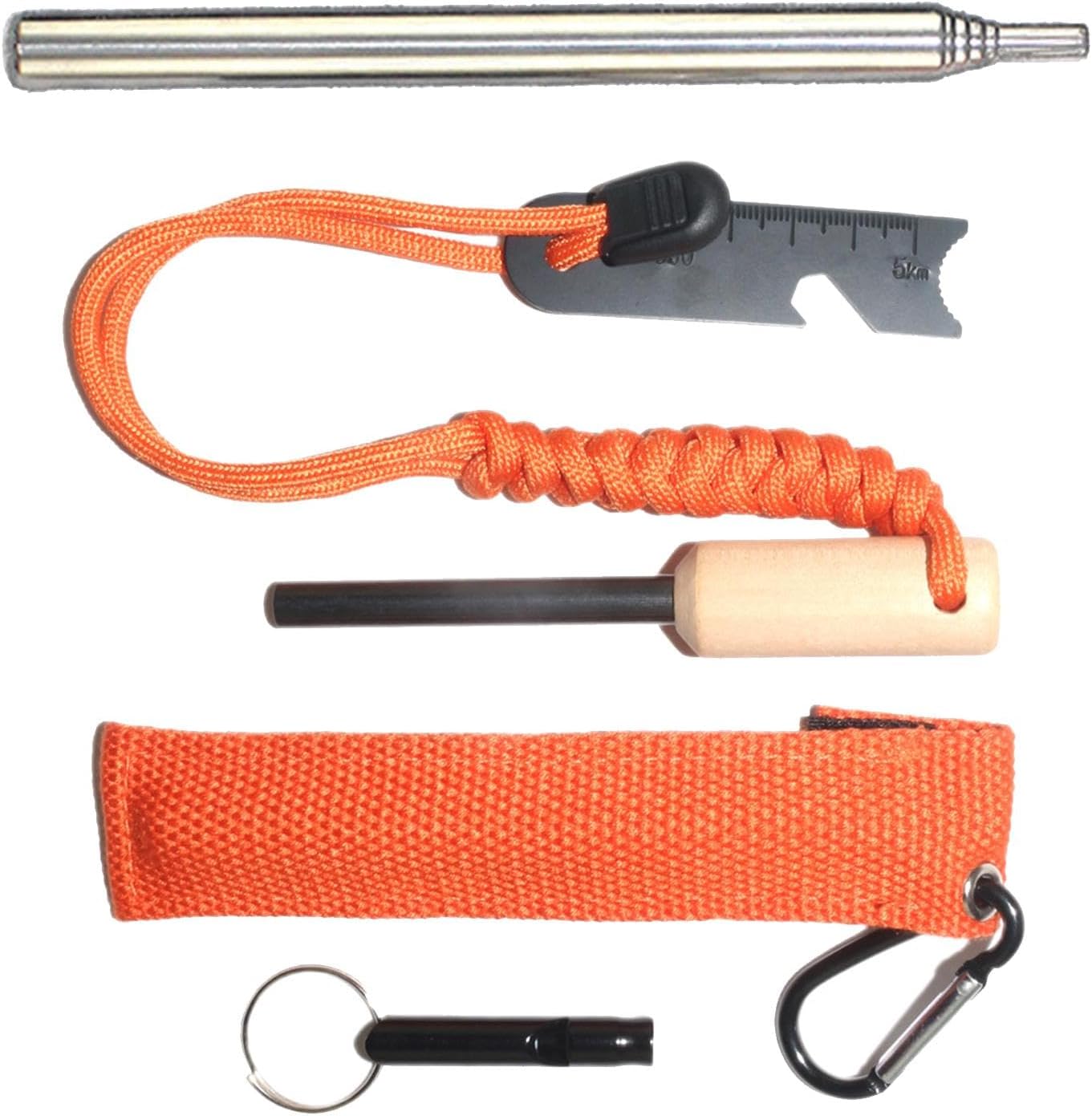Hiking Tools Kit, Carabiner Clip, Fire Starter - Compact Camping Accessories, Multifunctional & Portable Survival Tools for Hiking, Backpacking