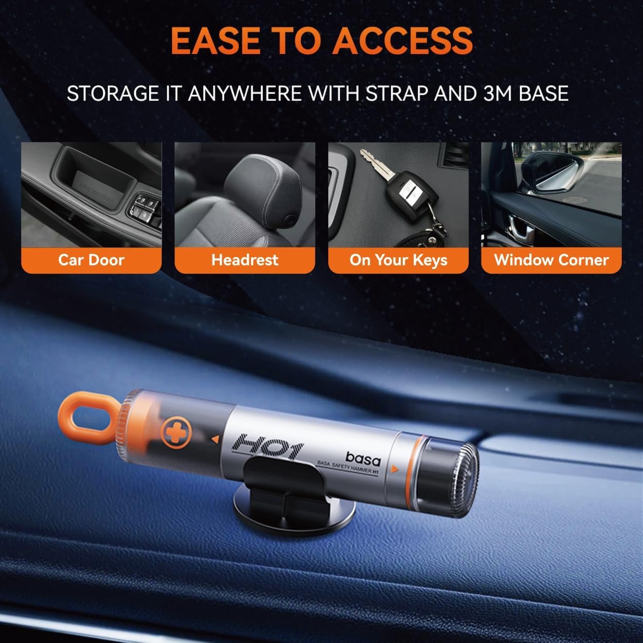 basa Window Breaker Seat Belt Cutter 2-in-1 Safety Hammer Emergency Car Kit, Lipstick Design, Ideal Present for Safety-Conscious Drivers- Glass Breaker Tool for Husband, Wife, Parents, Friends