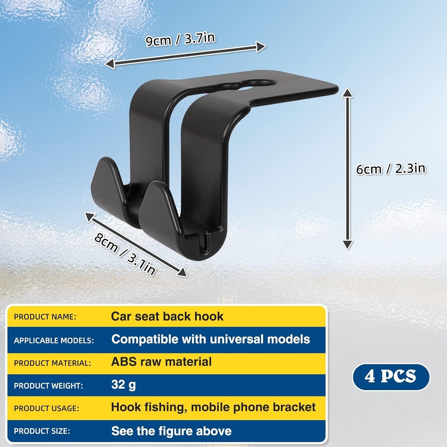 4 Car Headrest Hooks for Purses and Bags,Auto Interior Accessories Vehicle Seat Back Phone Holder Headrest Hook for Phone Umbrellas Grocery Handbag