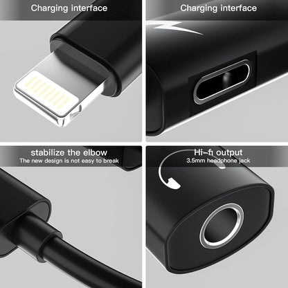 iPhone Headphone Adapter(2in1)Apple MFI Certified 3.5mm to Lightning Splitter AUX Charge Cable Audio Charging Dongle Jack Converter for 14 13 12 11 Pro Max Mini 7 8 Plus X SE XR Earbud Adaptador Para
