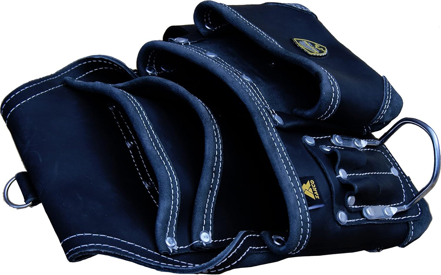 PRO 15. 8 Pockets Carpenters Nail & Tool Pouch with Belt, Genuine Leather Flower Tool Belt, Tool Holder, Electrician, Framer, Drywall Tool Bag
