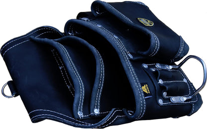 PRO 15. 8 Pockets Carpenters Nail & Tool Pouch with Belt, Genuine Leather Flower Tool Belt, Tool Holder, Electrician, Framer, Drywall Tool Bag