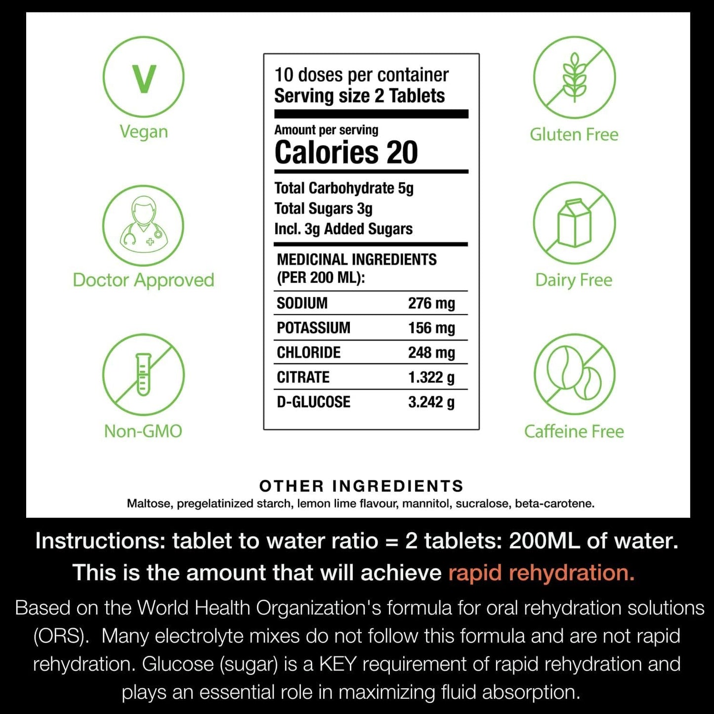 Hydralyte Electrolyte Tablets | Lemon Lime Flavored Electrolytes | Pre-Workout and Post-Workout Hydration Solution to Enhance Performance and Maximize Recovery | (2 Tablets per Serving, 40 Count)