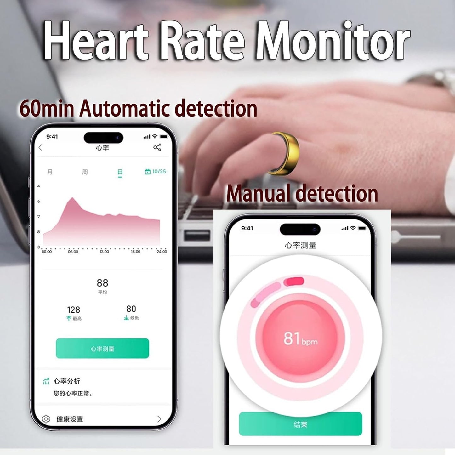 Smart Ring with NO Subscription App Wearable Tech Rings for Men Women Fitness Step Tracker with Charging Case Health Rings for Heart Rate Sleep Monitor(Gold,22)