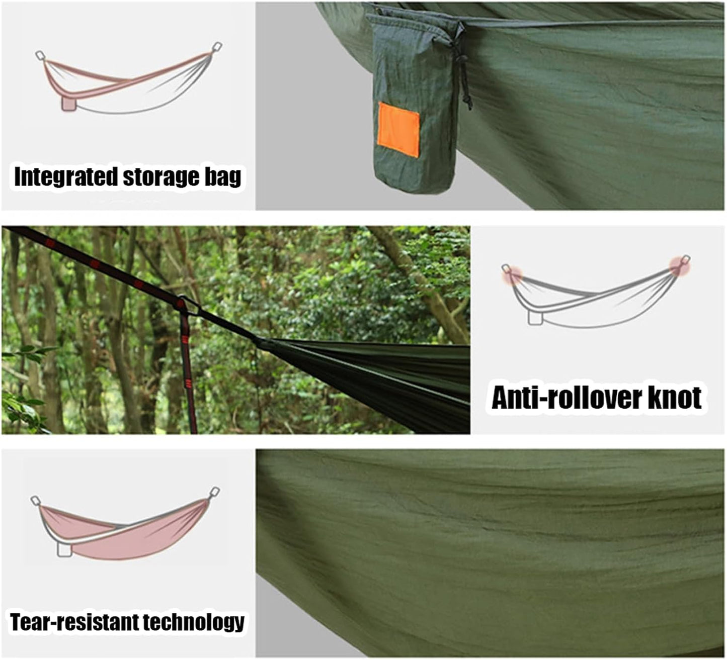 Camping Hammock, Outdoor Net Hammock, Pop Up Travel Bed, Lightweight Nylon Swing with Fly Protection Feature, Compact Hanging Gear for Friends Family Colleagues Relaxation