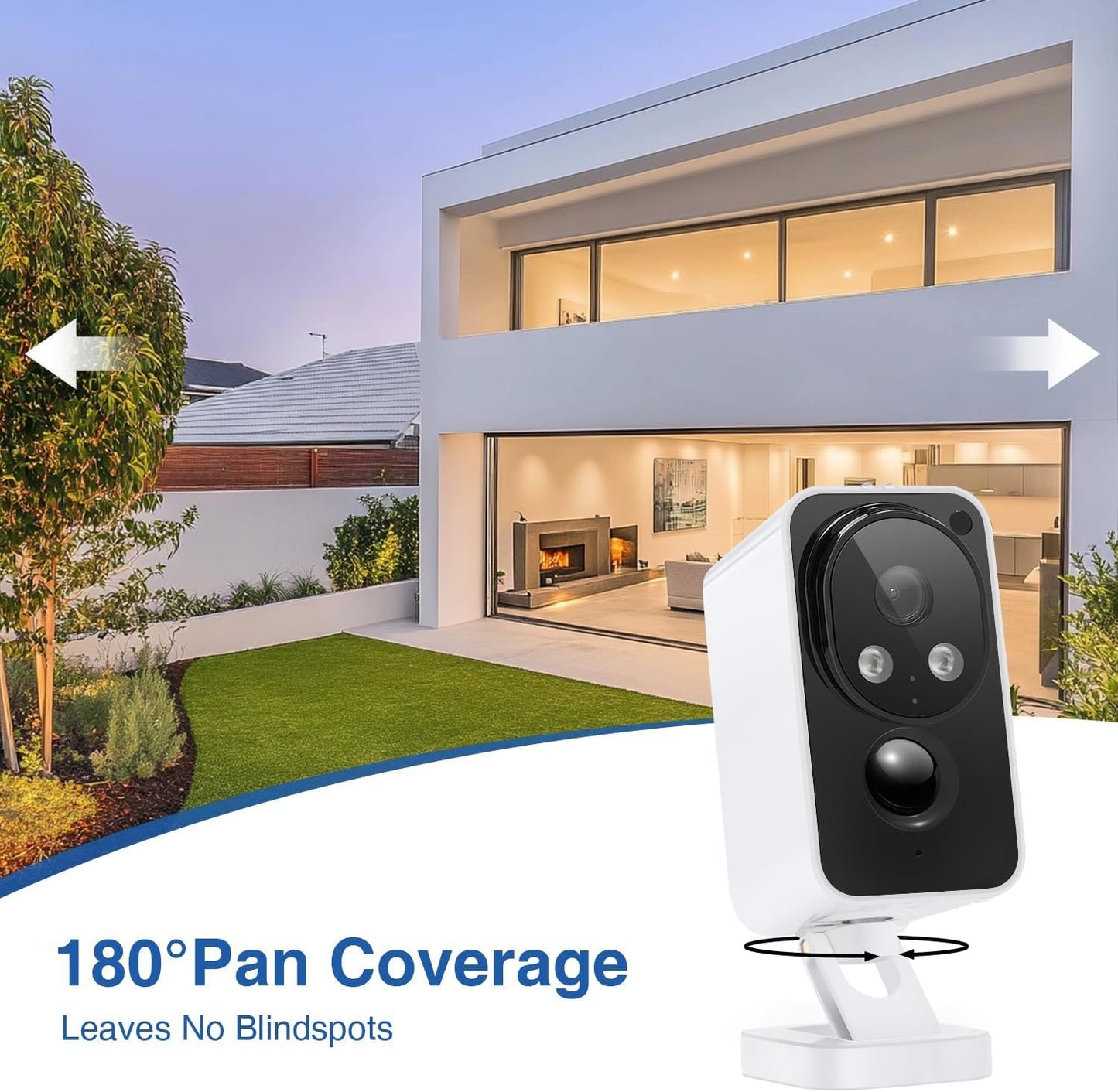 Security Cameras Wireless Outdoor Pan Rotating 180° 2K Cameras for Home Security Color Night Vision Battery 2.4GHz WiFi Camera Motion Detection Siren 2-Way Talk Waterproof Cloud/SD Storage 2-Pack