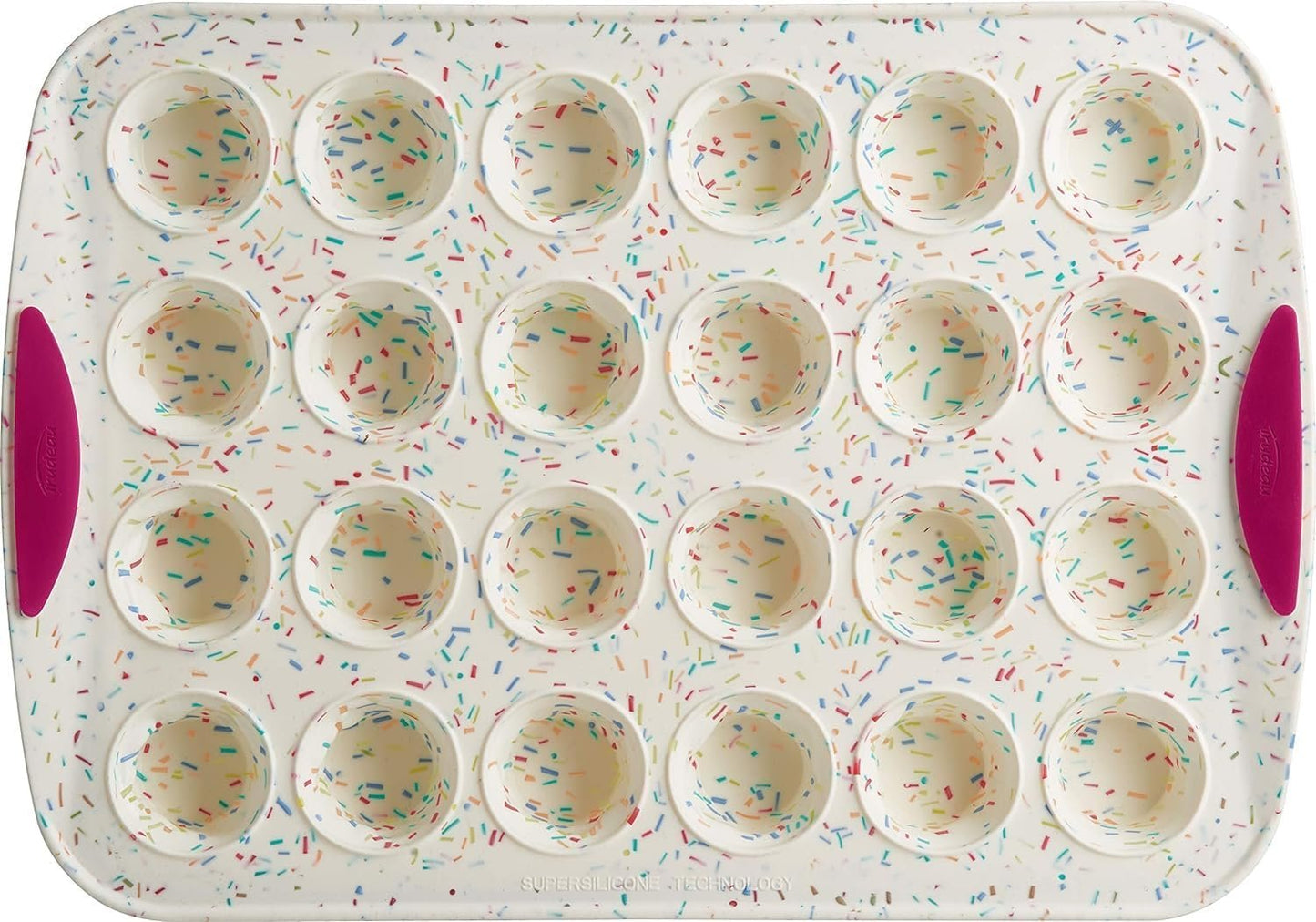 Trudeau 24 Count Mini Muffin Pan Silicone Bakeware, Confetti White (05118554)