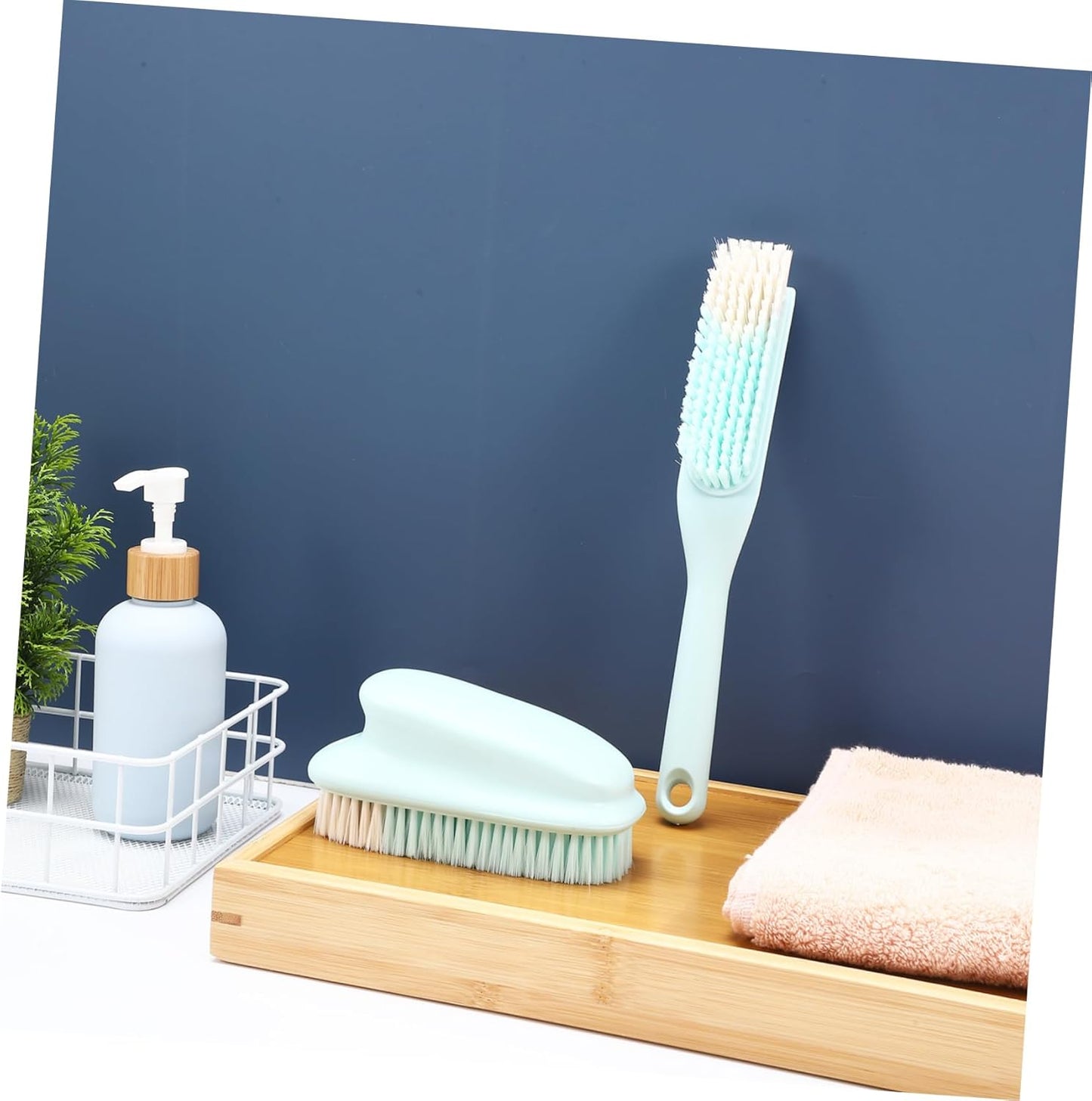 Baluue 1 Set Multipurpose Laundry Cleaning Brush Ergonomic Long Handle Shoe Scrub Brush Durable for Shoes Upholstery Carpets Essential Household Scrubbing Tool