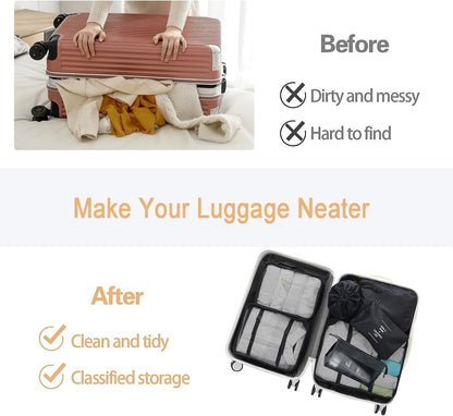 9 Set Packing Cubes for Suitcases, Travel Luggage Organizers, with Clothes Storage Bags, Toiletry Bag, Shoe Bag, Underwear Bag, Laundry Bag, Sock Bag, Accessories Bag (Black)