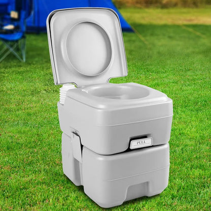 Weisshorn Portable Toilet, 20L Camping Toilets Flush Travel Squatty Potty Outdoor Camp Hiking Caravan Car Boating Fishing Gear, 50 Flushes Waste Tank Grey
