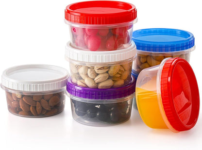 Okllen 40 Pack 10oz Freezer Storage Container Boxes, Plastic Food Container Jar with Airtight Screw Lid, Reusable Small Twist Top Condiment Cup for Snack, Fruit, BAP Free