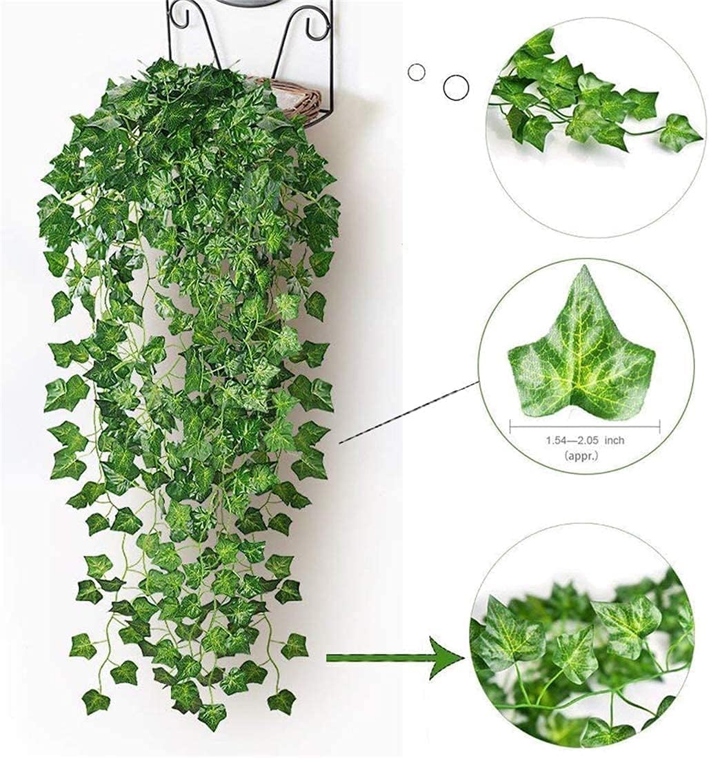 84 FT Artificial Ivy 12 Pack Ivy Vine Garland Ivy Leaves Greenery Garlands Clip Hanging Fake Leaf Plants Faux Green Flowers Decor Home Kitchen Garden Office Wedding Wall