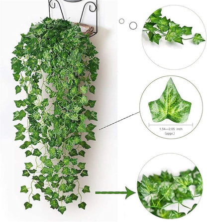 84 FT Artificial Ivy 12 Pack Ivy Vine Garland Ivy Leaves Greenery Garlands Clip Hanging Fake Leaf Plants Faux Green Flowers Decor Home Kitchen Garden Office Wedding Wall