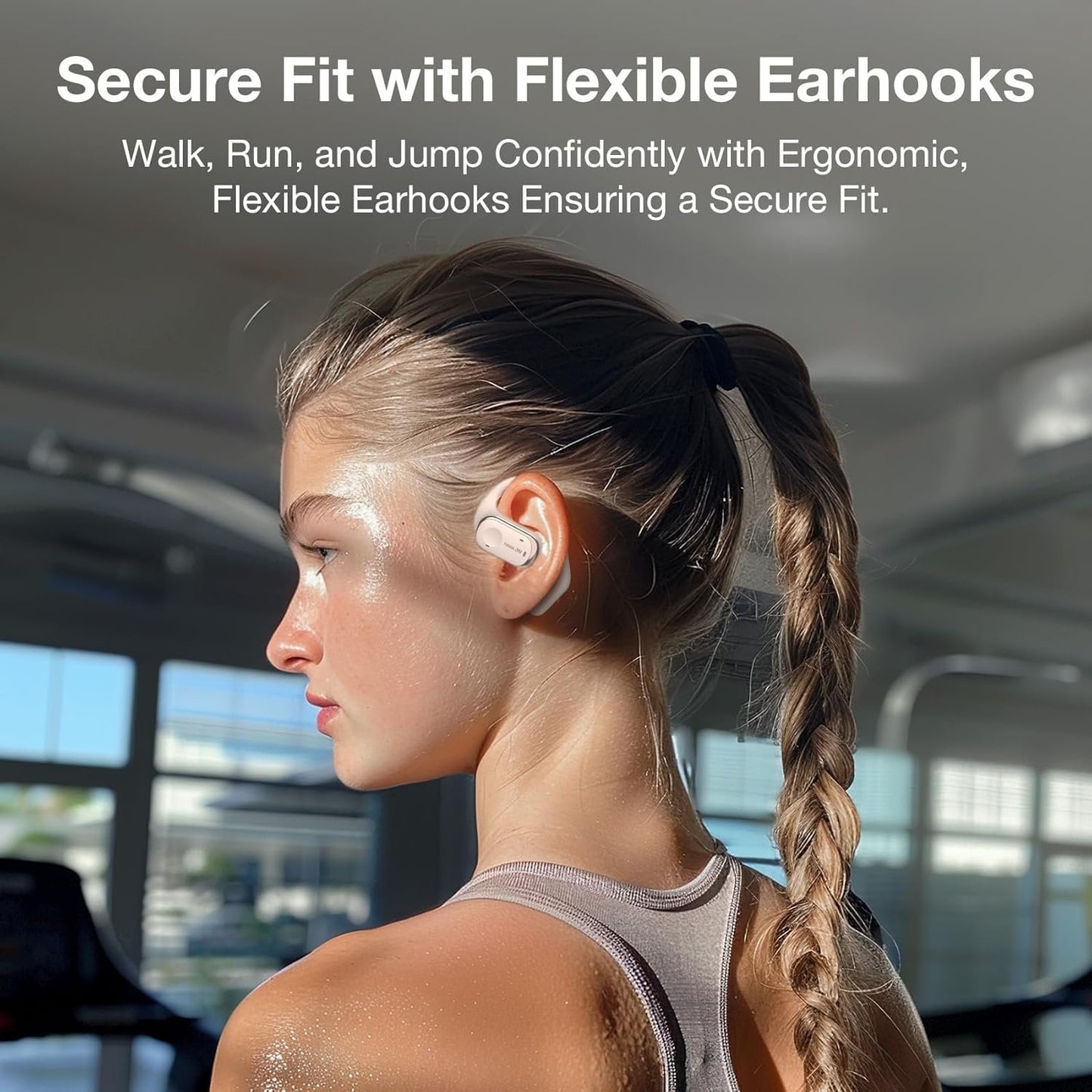 TOUGH ON True Open Ear Earbuds Wireless Bluetooth 5.3 Headphones with Microphone, Earbuds with Earhooks, ENC Noise-Cancellation, 45H Playtime, Long-Lasting Comfort, Crystal-Clear Calls for Driving/Gym