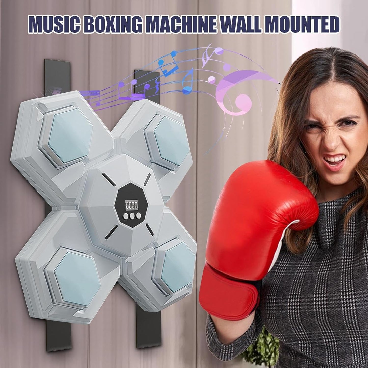 Boxing Music Machine, Wall Mounted Trainer, Portable Workout Equipment, Rhythm Training Function, Indoor Fitness Gear, Compact Size, for Home Gym Boxing Practice