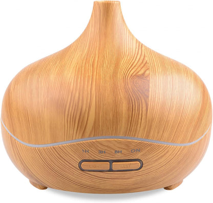 300ml Aromatherapy Essential Oil Diffuser Wood Grain Button Control ltrasonic Air Humidifier Cool Color LED Lamp
