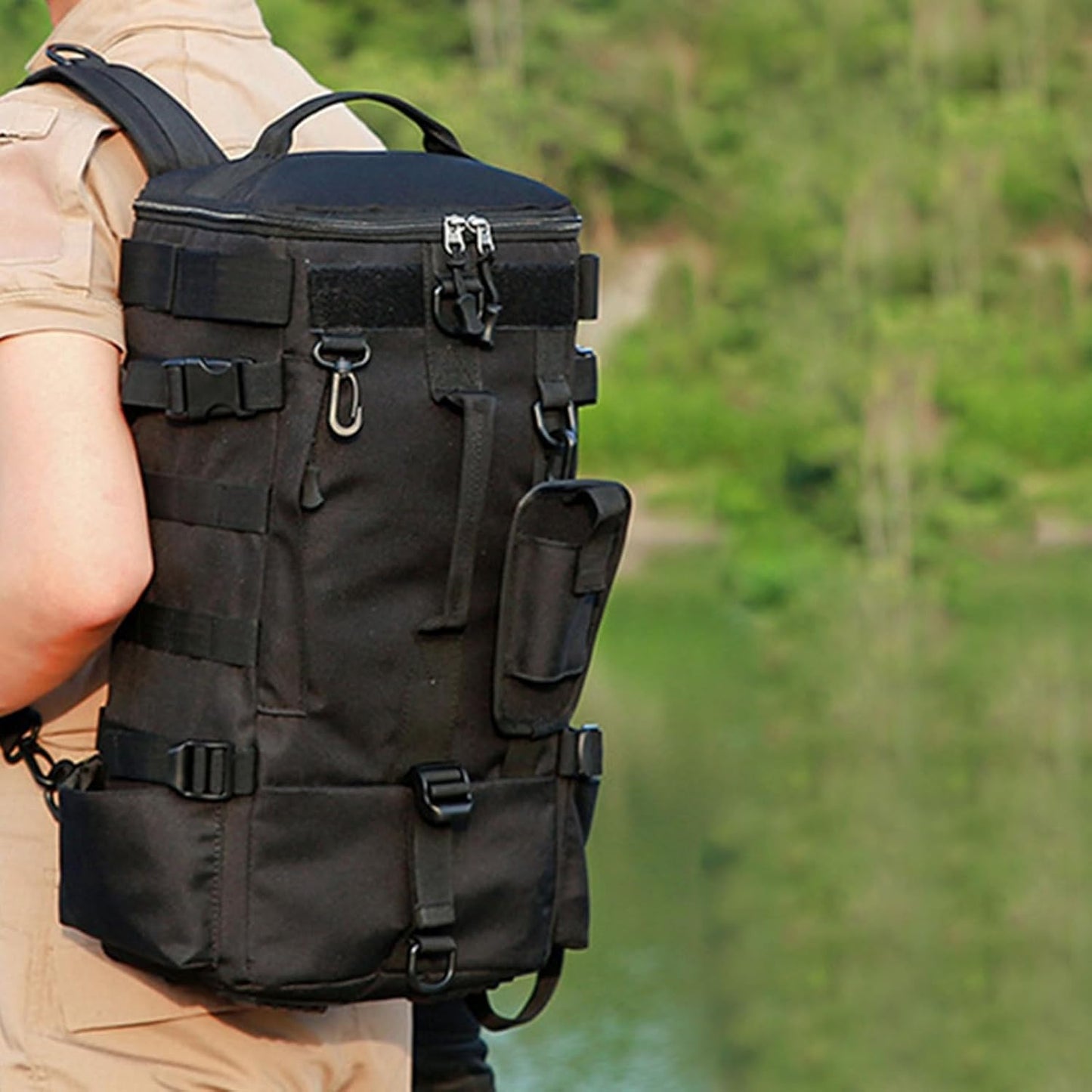 Fishing Backpack, Tackle Rucksack, 8.27x18.5x5.12 inches Waterproof Gear with Multi-Pockets Rod Holder, Storage Bag for Hiking Camping, Travel,Beach, Picnic, Adventure, Organizer
